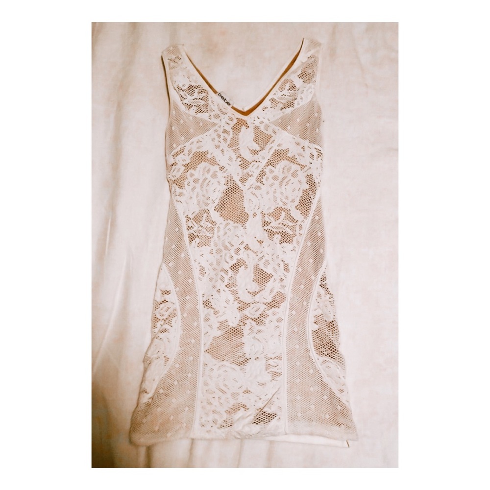 Bebe white bodycon dress